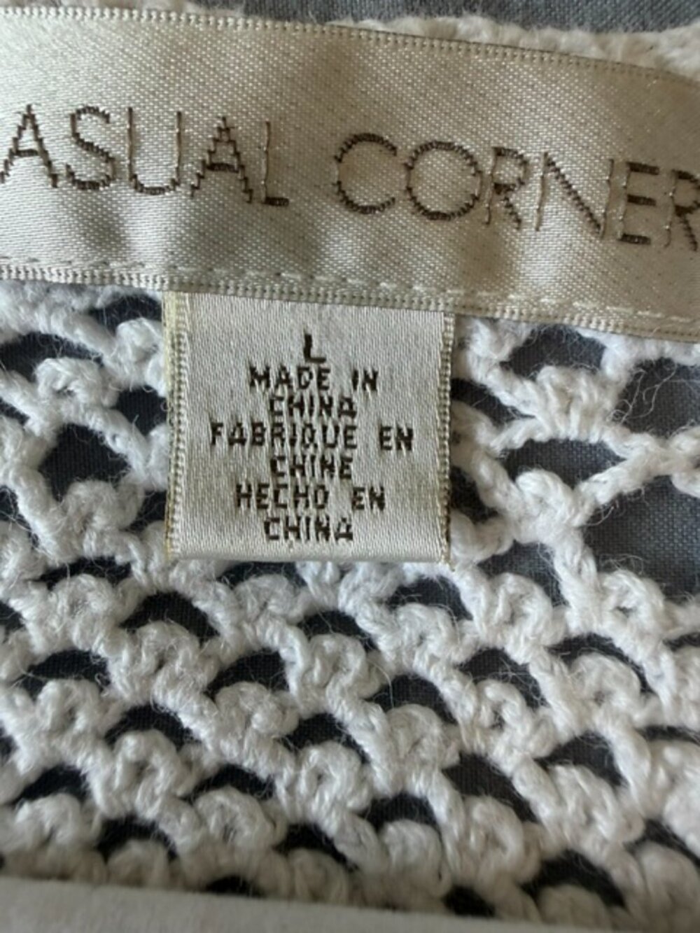 Vintage Casual Corner Crochet White Cardigan Womens Large Y2K Cottagecore FairyV - Picture 6 of 11